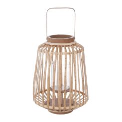 Porta-velas com alça e corpo de rattan 35x25cm
