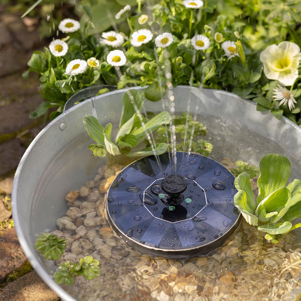 Fonte solar de jardim, de plástico, LUZ branca quente, 4 leds, Ø16 x 3,5 cm - Image 2