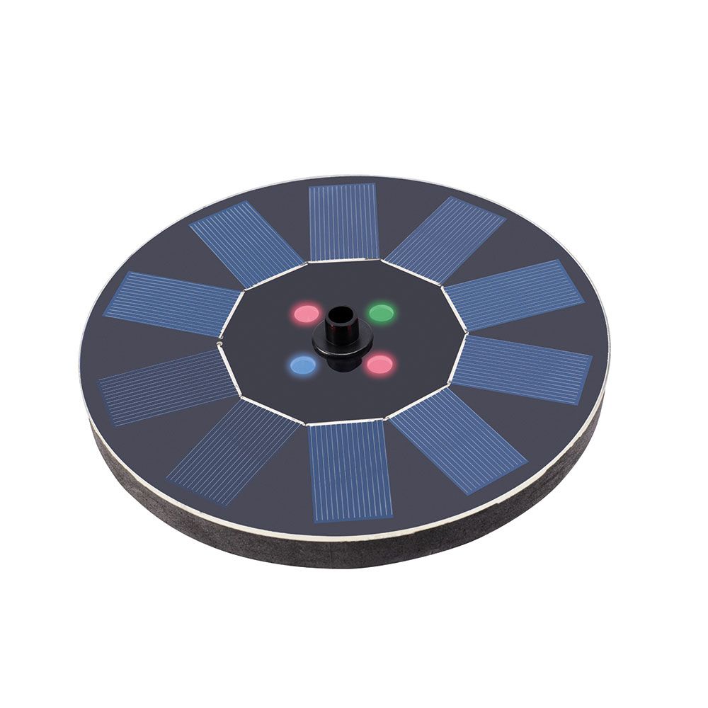 Fonte solar de jardim, plástico, luz RGB, 4 LEDs, ø16 x 3,5 cm