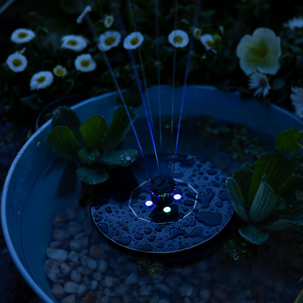 Fonte solar de jardim, plástico, luz RGB, 4 LEDs, ø16 x 3,5 cm - Image 4