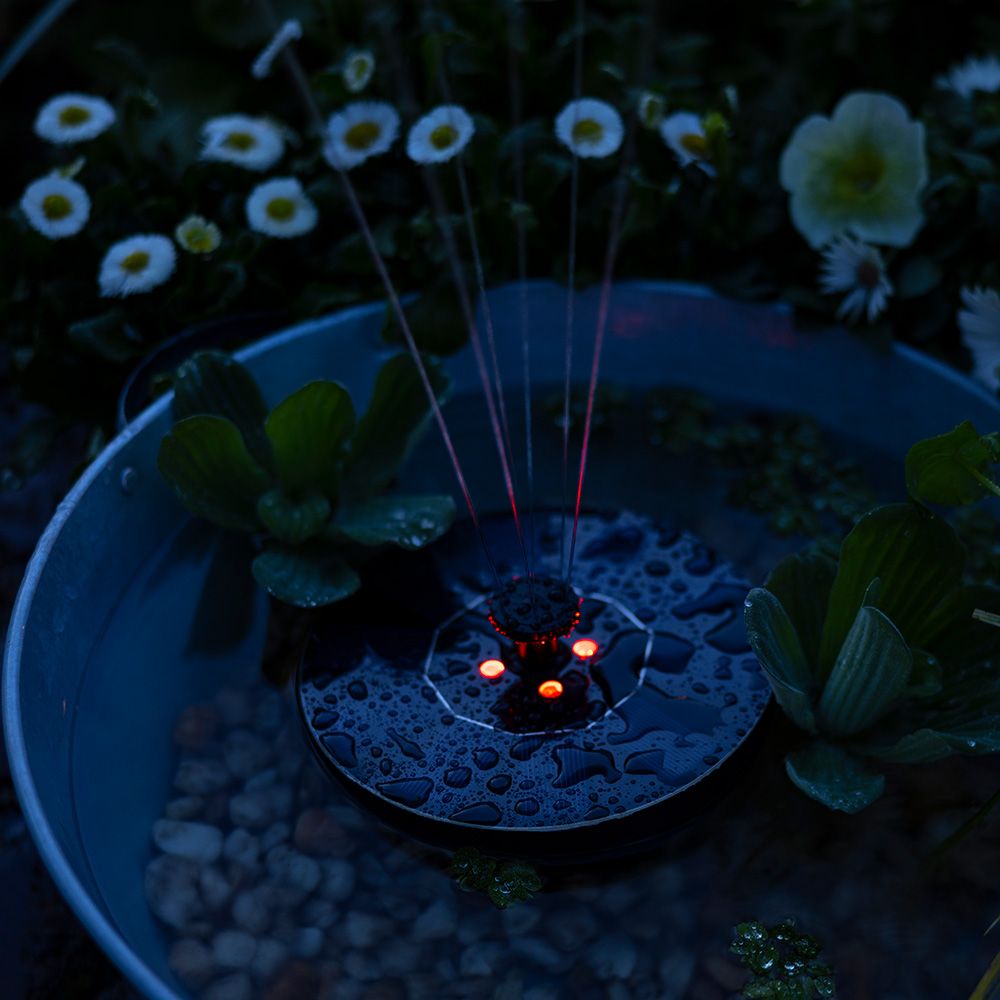 Fonte solar de jardim, plástico, luz RGB, 4 LEDs, ø16 x 3,5 cm - Image 5