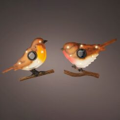 Figura solar de pássaro metálico, cores sortidas, 18 x 4,5 x 12 cm