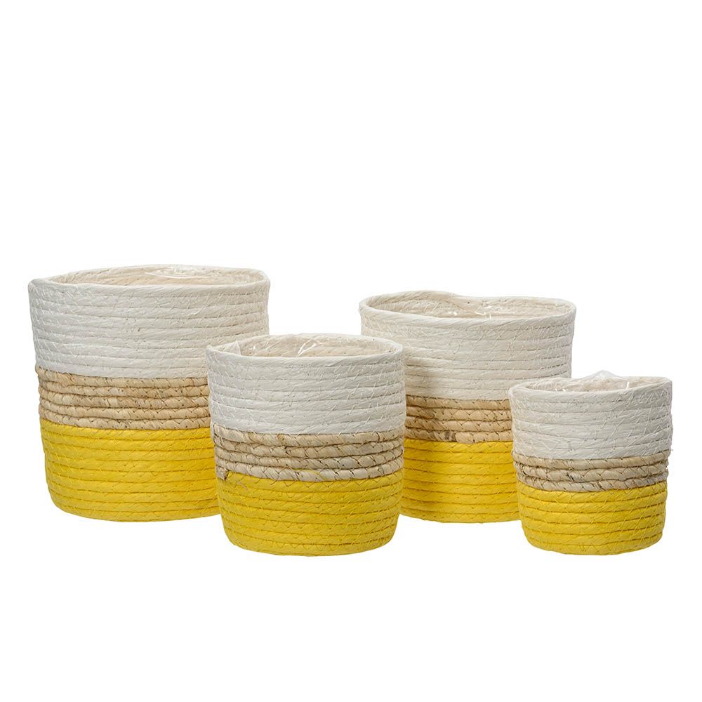 Cobre-vaso de corda de papel tricolor, conjunto de 4 peças