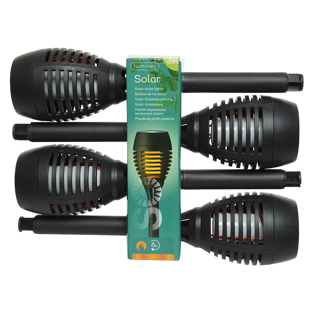 Conjunto de 4 estacas solares efeito chama Ø7,5x27cm cores/modelos sortidos - Image 3