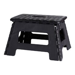 Banco dobrável preto, 35 x 28,5 x 22 cm