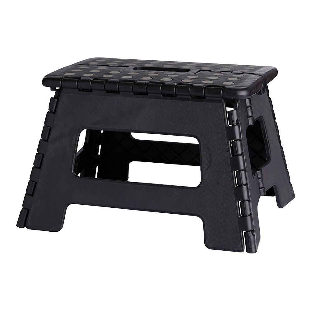 Banco dobrável preto, 35 x 28,5 x 22 cm