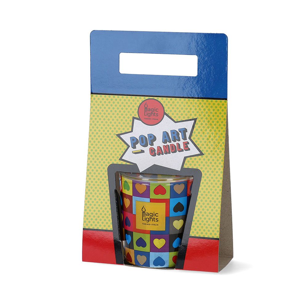 Vela em vidro POP ART Ø7,5x8,4cm corações magic lights - Image 2