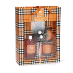 Estojo mikado difusor + 2 velas laranja-canela magic lights
