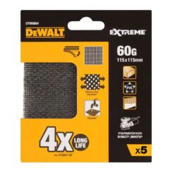 Lixas de malha autoadesiva para lixadoras orbitais 115 x 115 mm, grão 60, 5 un