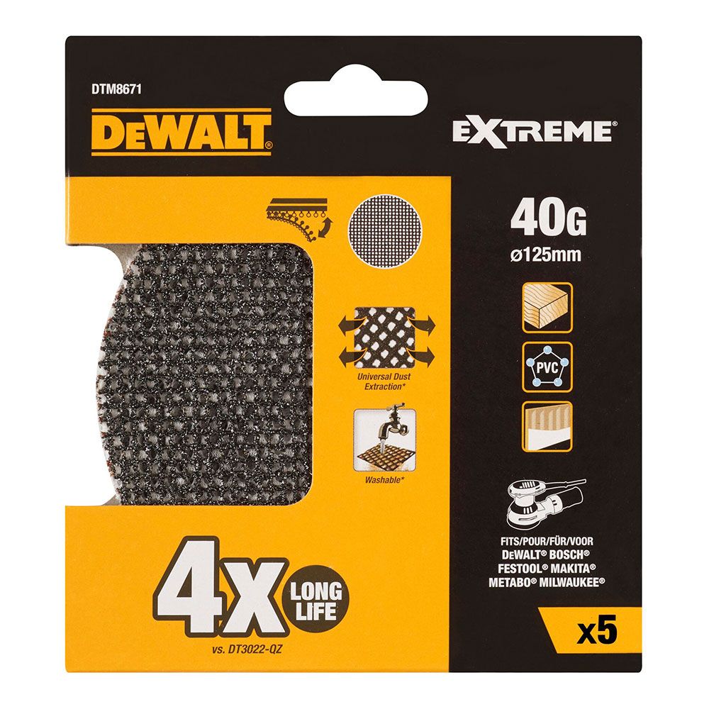 Lixas de malha autoadesiva para lixadoras orbitais Ø125 mm, grão: 40, 5 un