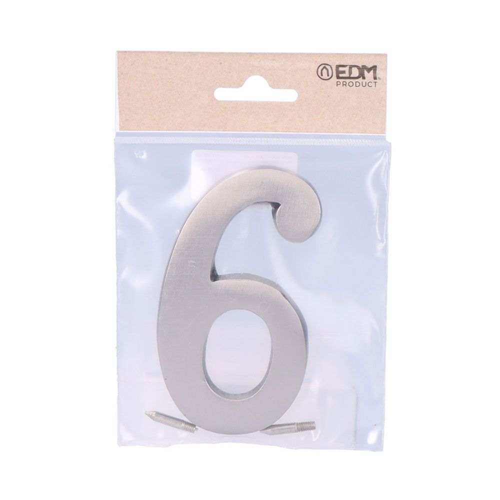Número 6, em níquel com acabamento mate e fixação invisível, 10 cm - Image 2