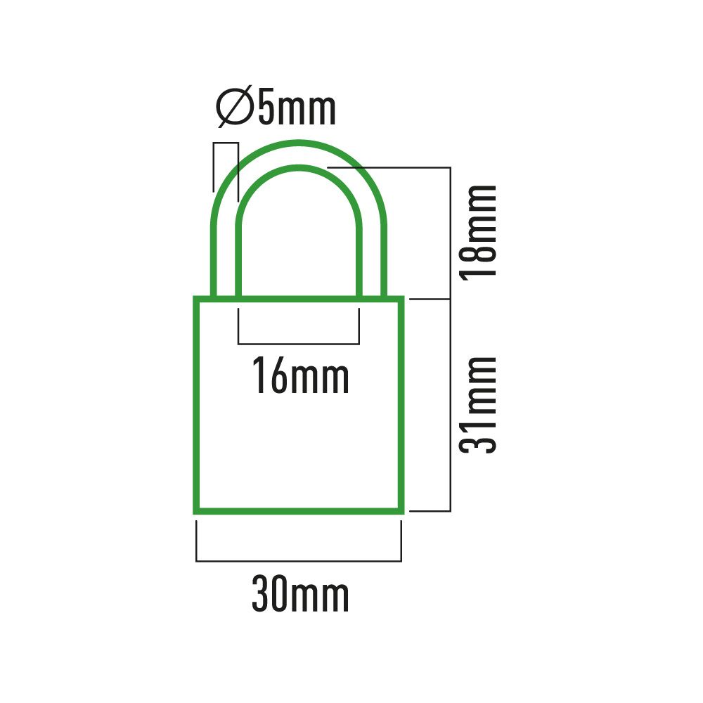 Cadeado de latão, arco normal, 30 mm, blister - Image 2