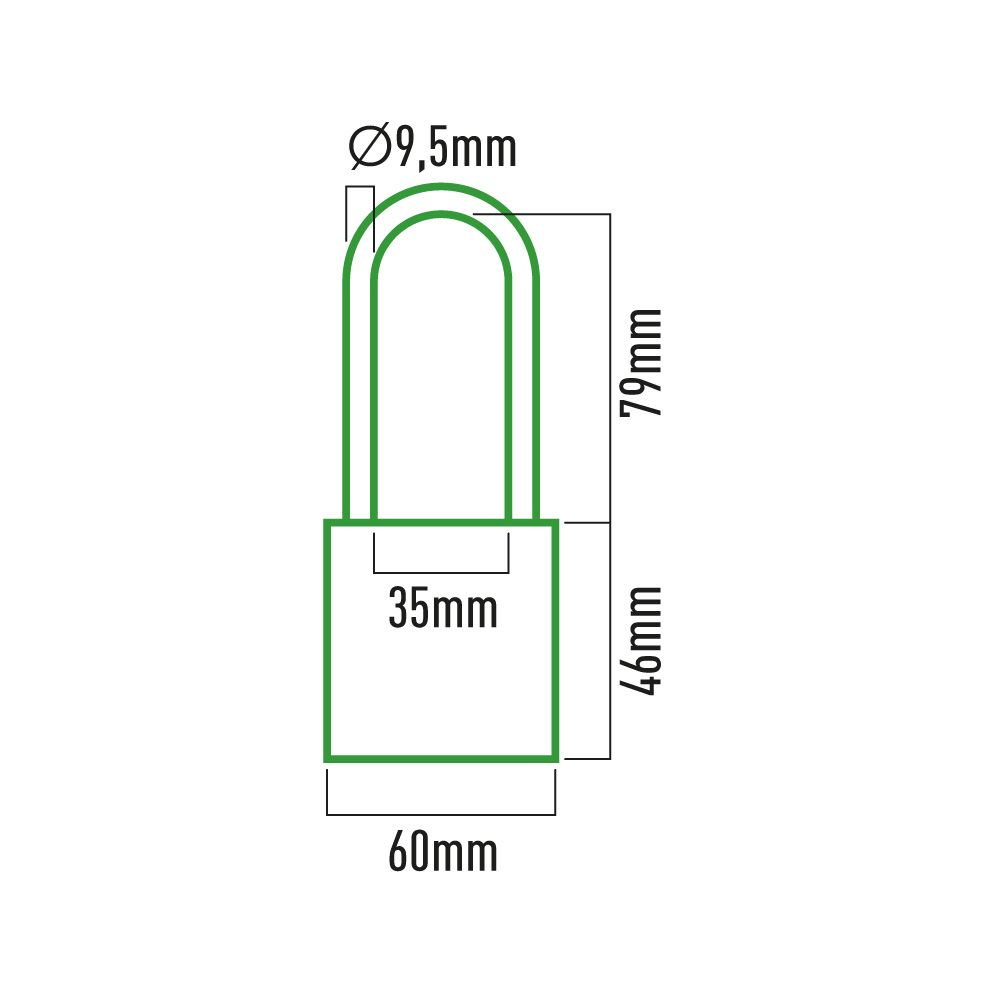 Cadeado de latão, arco longo, 60 mm, blister - Image 3