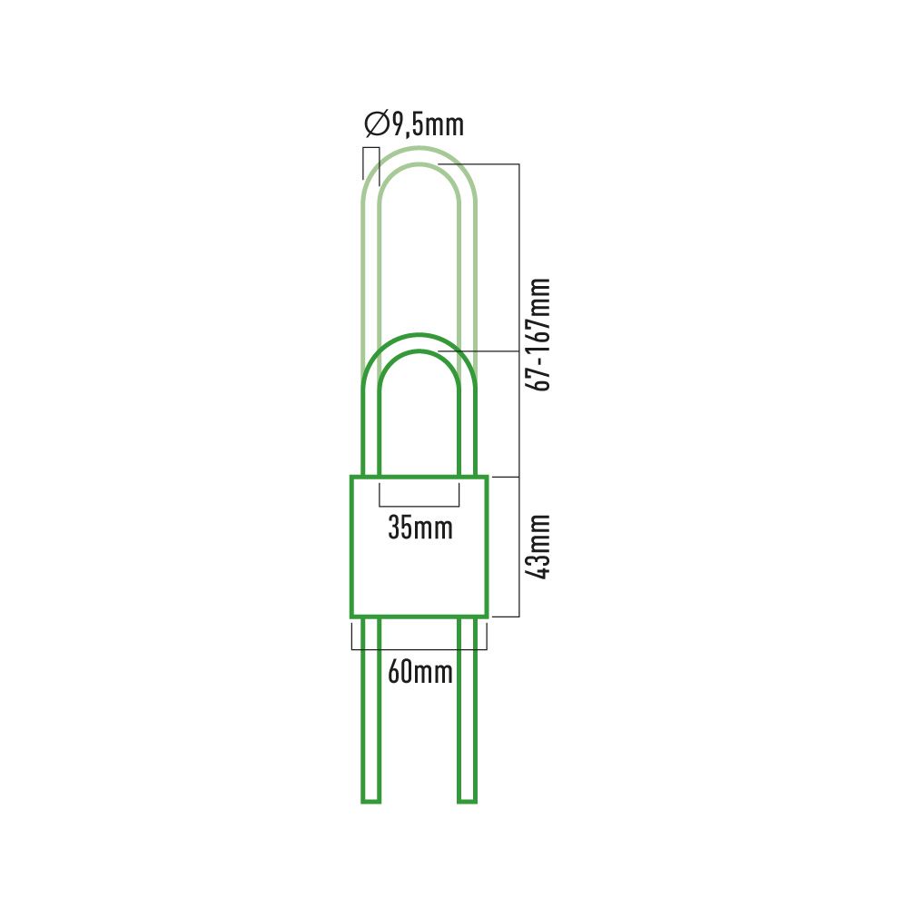 Cadeado de latão 60 mm, arco regulável de 67-167 mm, blister - Image 3