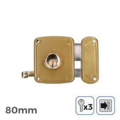 Fechadura direita 80 mm, 3 chaves incluídas
