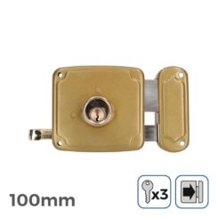 Fechadura direita 100 mm, 3 chaves incluídas