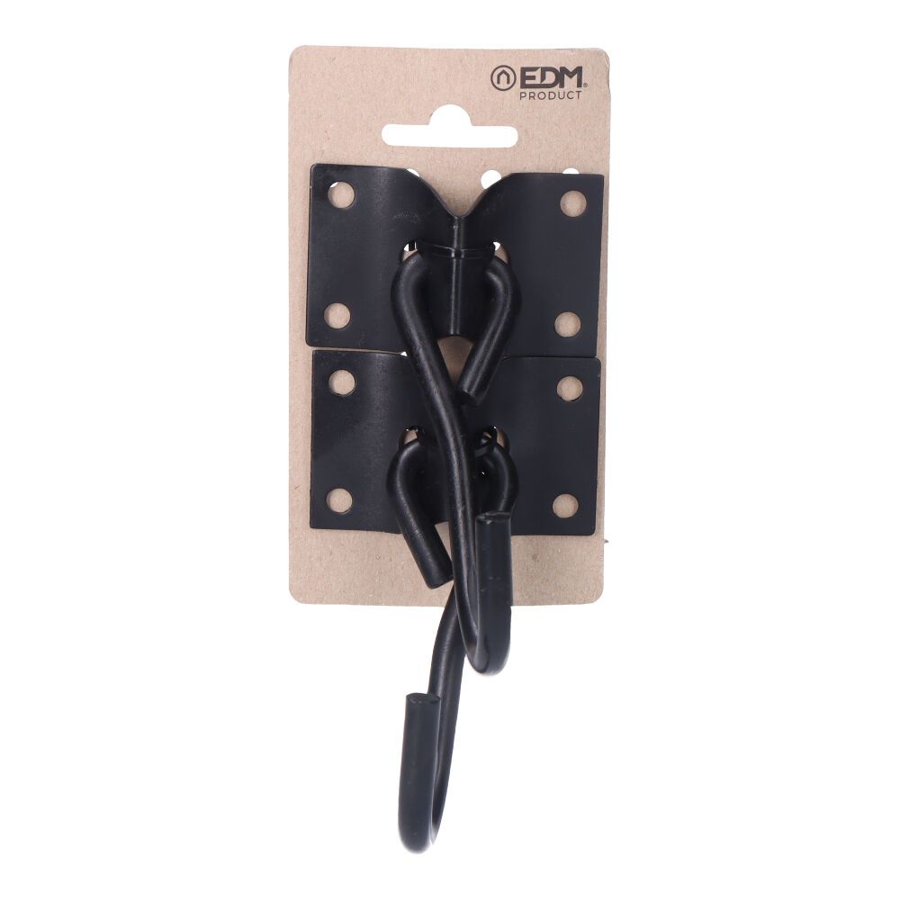 2 unid. placa com gancho de cabide para rede 70x45mm preta
