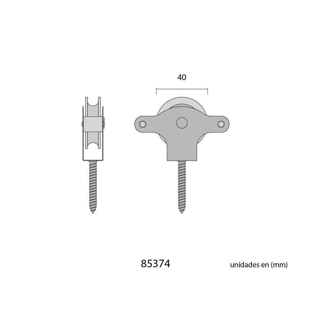 Pack 2 unid. poleia nylon 40 mm parafuso madeira - Image 3
