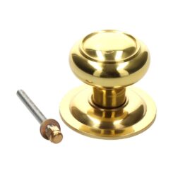 Puxador de porta, modelo PP01, metal com acabamento em latão polido, Ø70 mm, blister