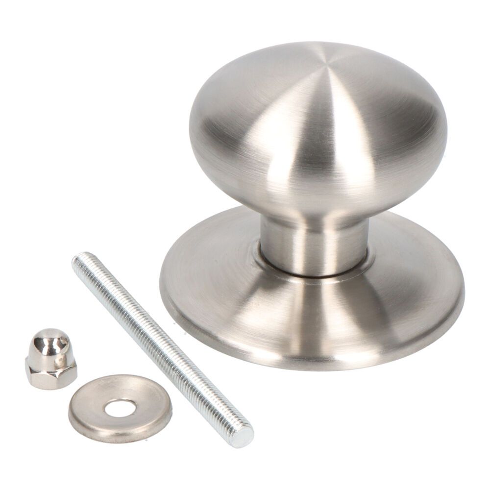 Puxador de porta, modelo PP02, em aço inoxidável com acabamento em aço inoxidável, Ø70 mm, blister