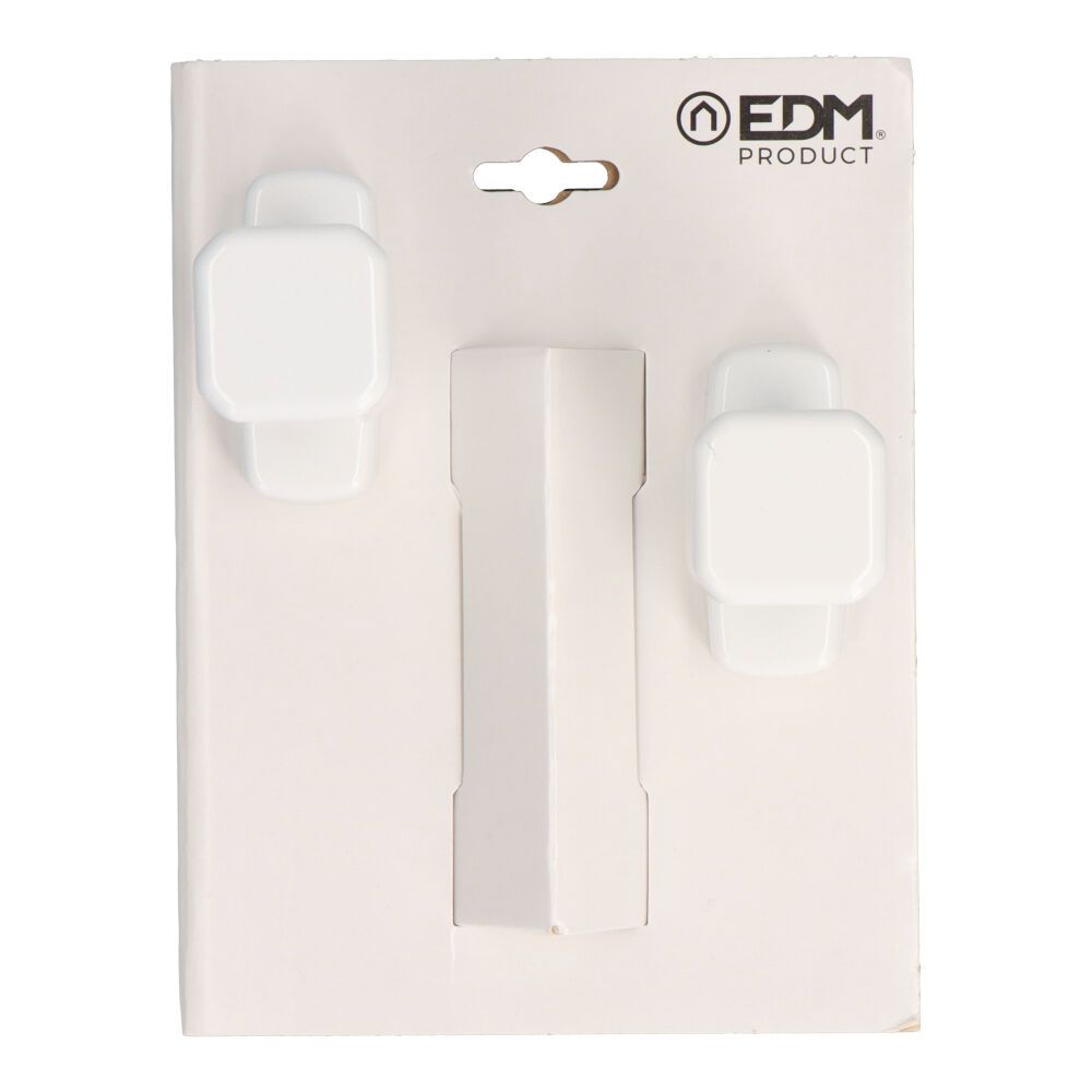 Conjunto de puxadores removíveis, modelo 6807, em alumínio com acabamento branco, 37 x 83 x 69 mm, blister
