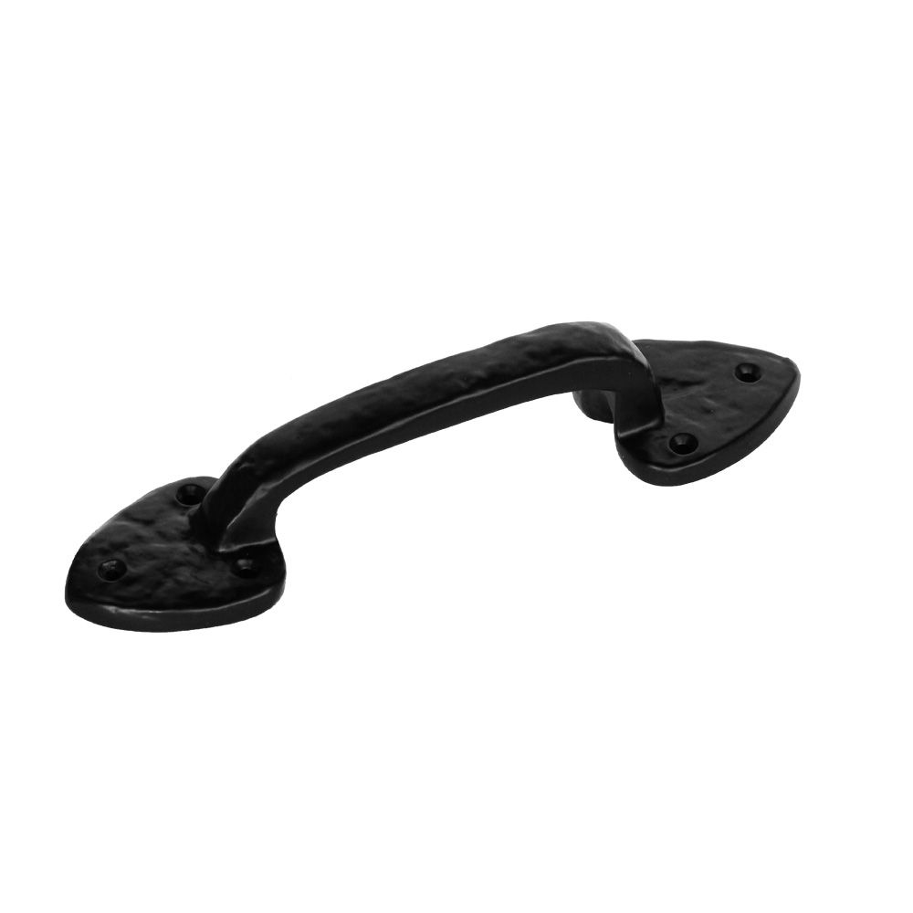 Puxador de porta, ferro forjado com acabamento preto, 210 mm