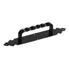 Puxador de porta, ferro forjado com acabamento preto, 275 mm