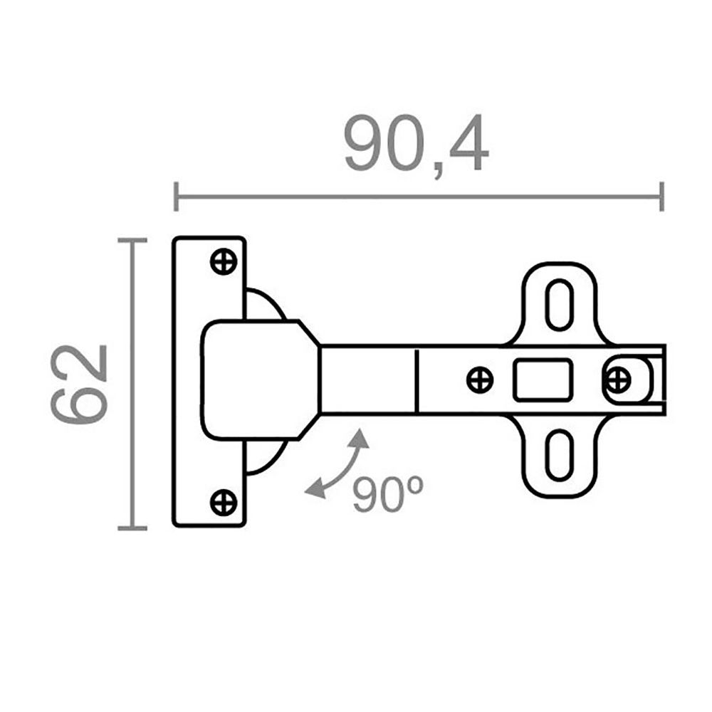 Dobradiça copo 90°, dobradiça de canto com pistão, modelo bc13, aço com acabamento zincado, 35 mm, 2 peças, blister - Image 3