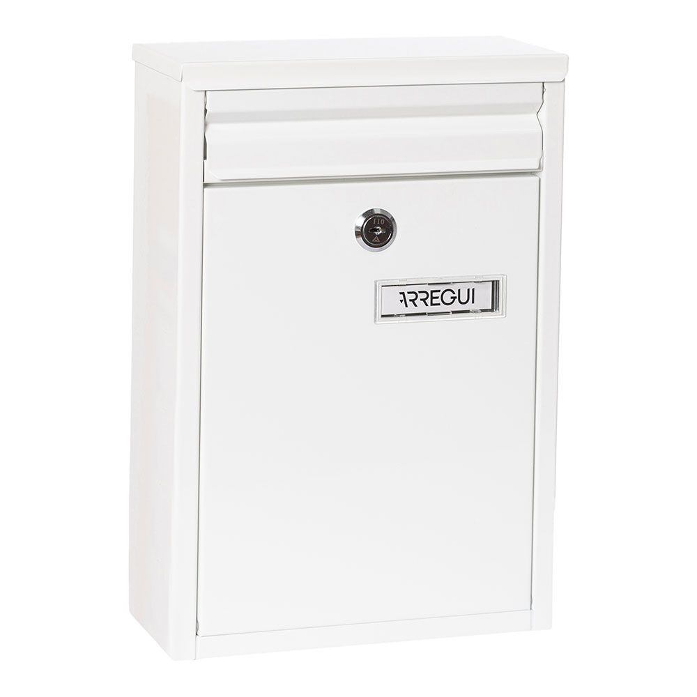 Caixa de correio externa única, pequena, corredor, aço, branco, 22 x 8 x 32 cm
