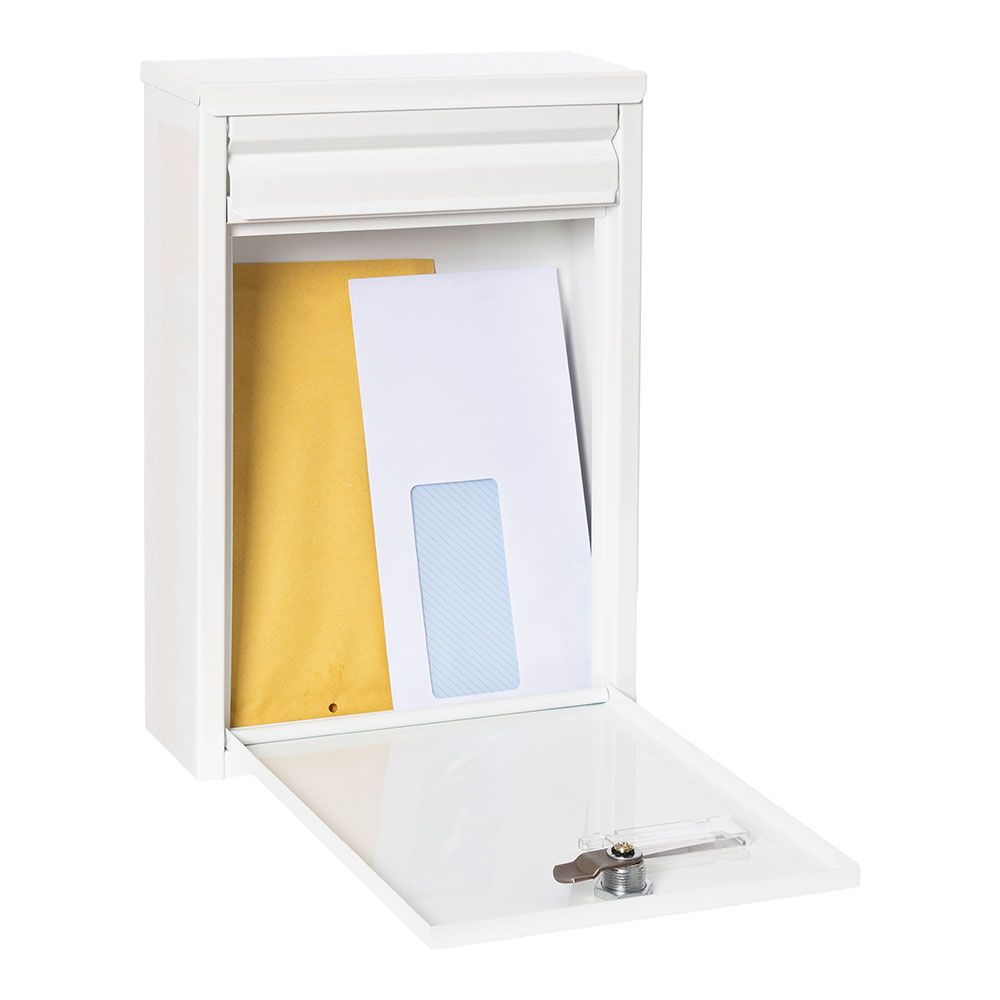Caixa de correio externa única, pequena, corredor, aço, branco, 22 x 8 x 32 cm - Image 3