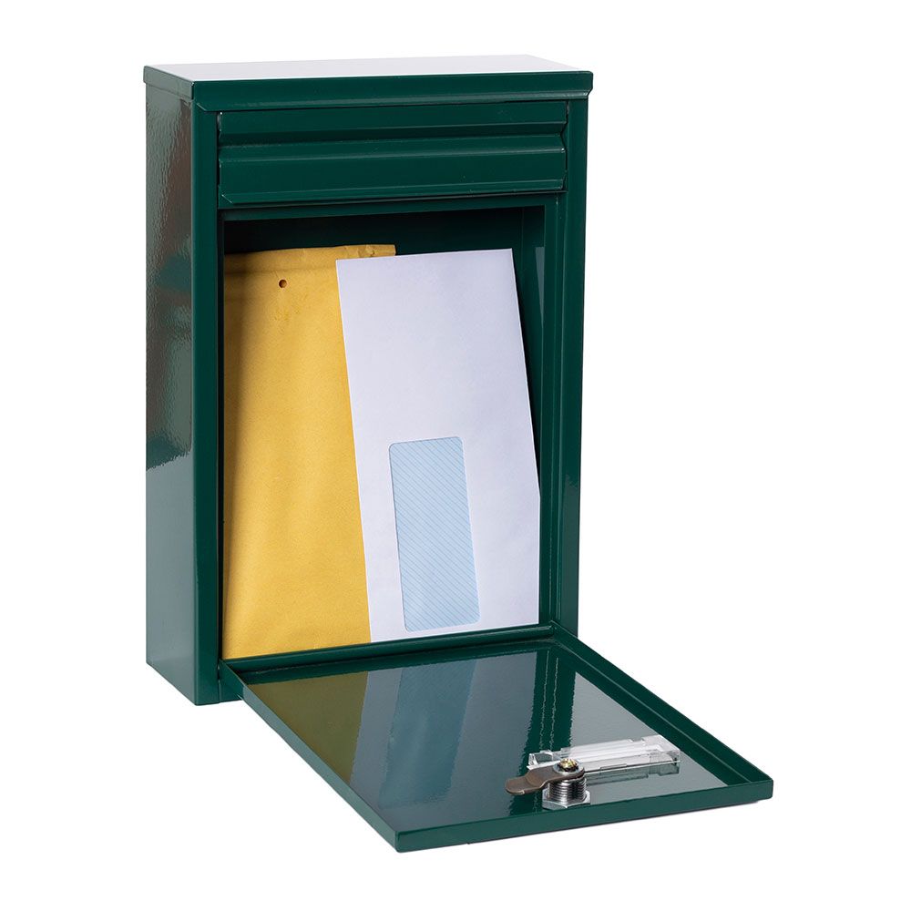 Caixa de correio individual exterior pequena zaguán, aço, verde, 22 x 8 x 32 cm - Image 2