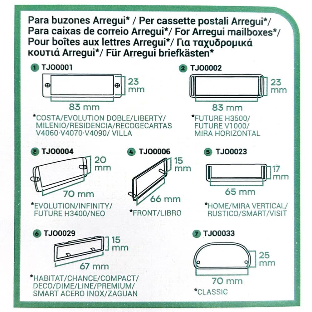 TJO1001 porta-cartões para caixas de correio arregui, conjunto de 7 peças - Image 2