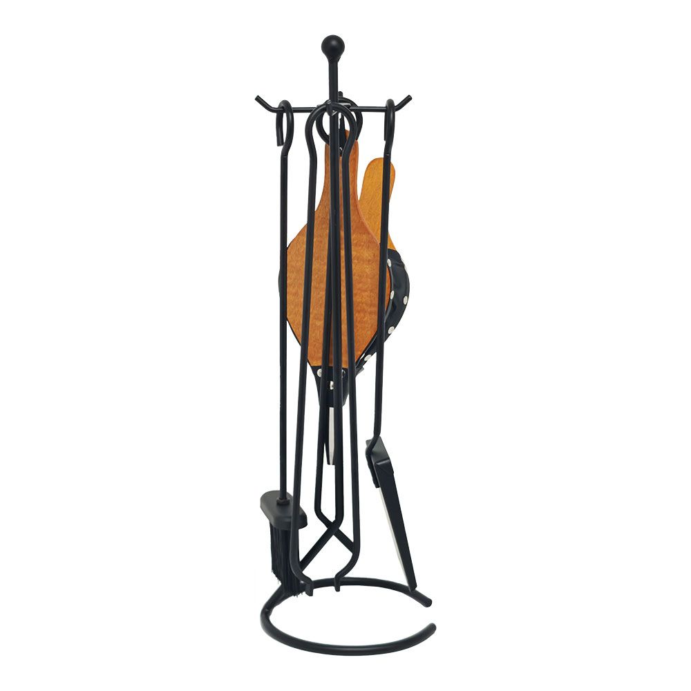 Conjunto de lareira preto 5 peças 20,5 x 66 cm