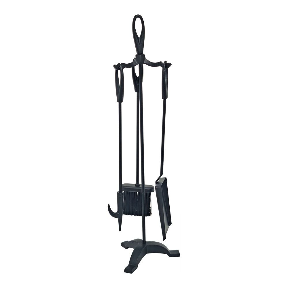 Conjunto de lareira preto de 3 peças 19 x 68,5 cm