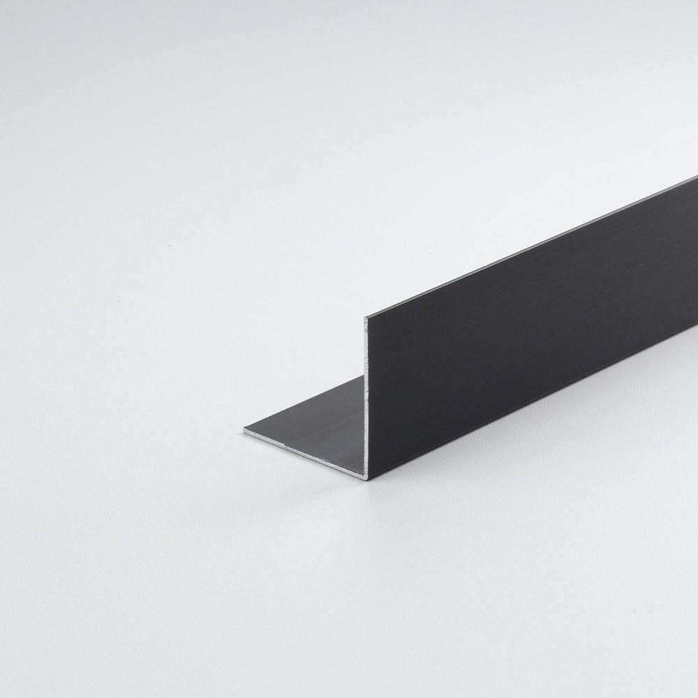 Perfil angular DIY em alumínio escovado preto, 1000 x 15 x 15 mm