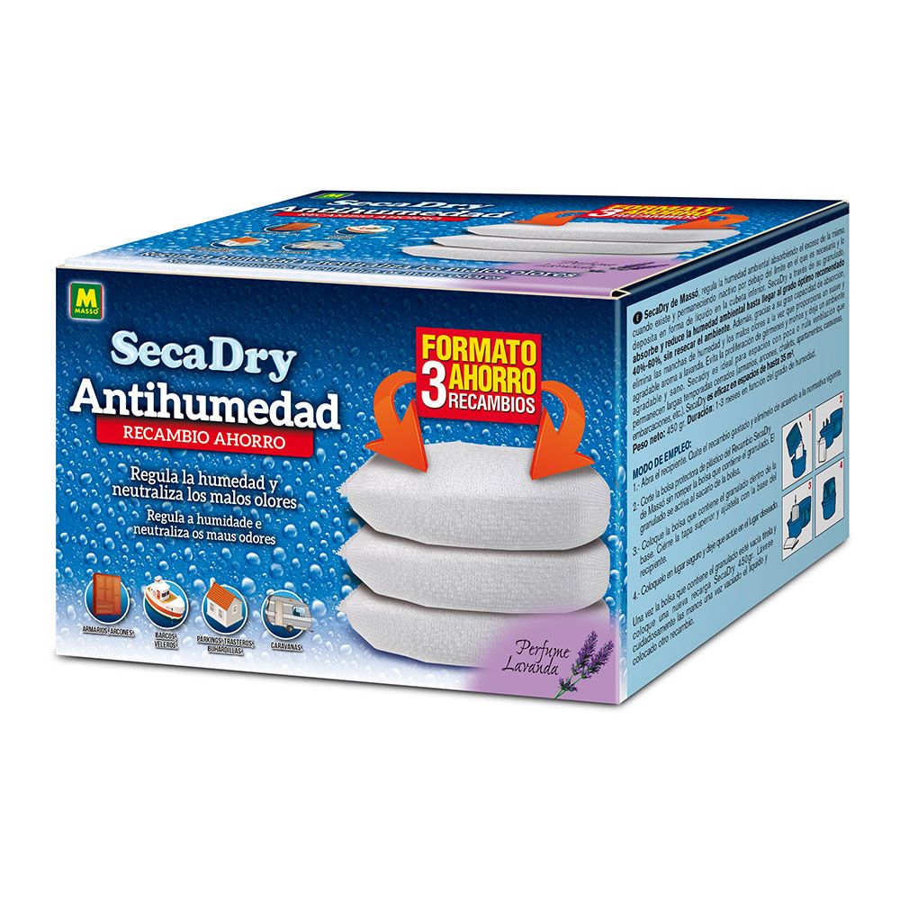 Pack recargas secadry anti-humidade 3 UDS x 450 g