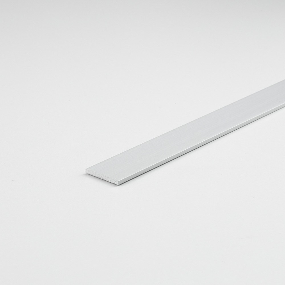 Perfil de alumínio plano para montagem DIY, prata, 1000 x 25 x 2 mm