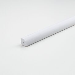 Tubo de PVC branco acetinado, formato quarto de círculo, 1000 x 14 x 14 mm