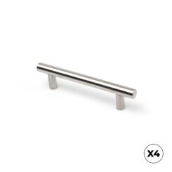 Puxador para móvel tipo puxador, modelo 891h, aço inox com acabamento em níquel acetinado, 96 mm, embalagem blister de 4 unidades