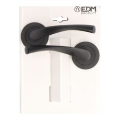 Conjunto de roseta, modelo 707, em alumínio com acabamento preto, Ø65 mm, blister