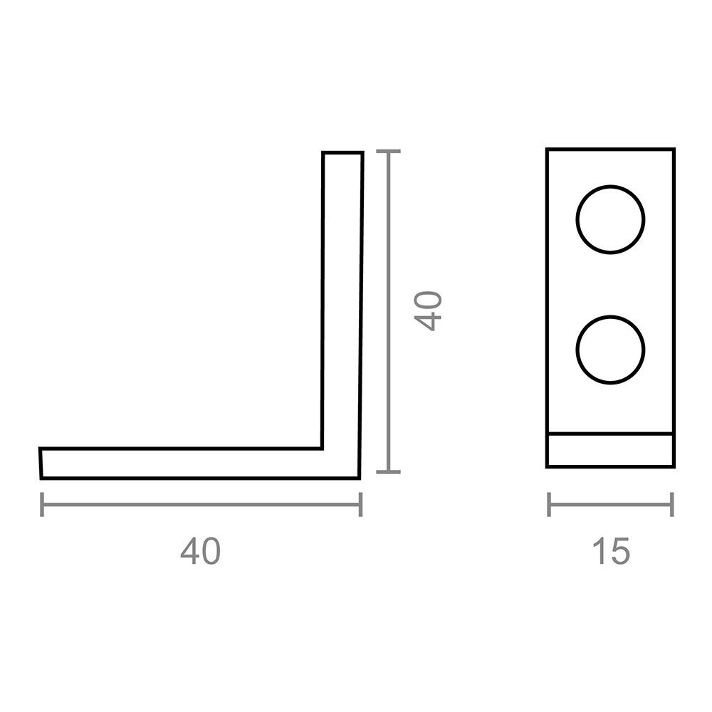 Ângulo de reforço AN02, aço zincado, 40 x 40 x 15 mm. 4 unidades - Image 4
