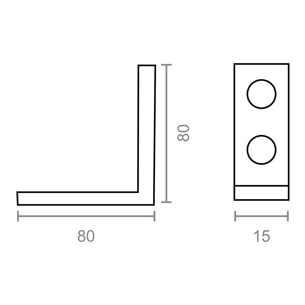 Ângulo de reforço AN02, aço zincado, 80 x 80 x 15 mm. 4 unidades - Image 4