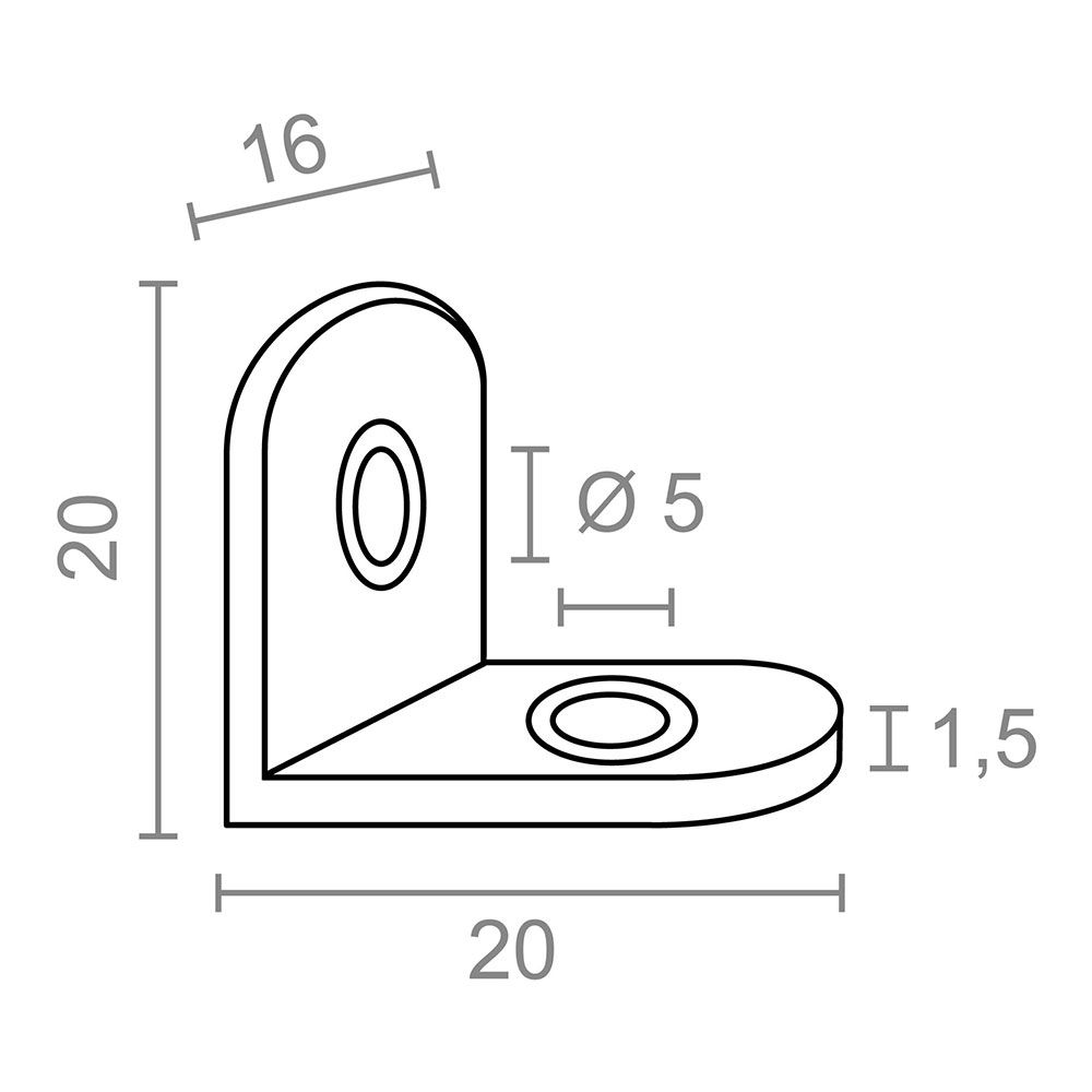 Ângulo de reforço AN24, aço inoxidável, 20 x 20 x 16 mm. 4 unidades - Image 6