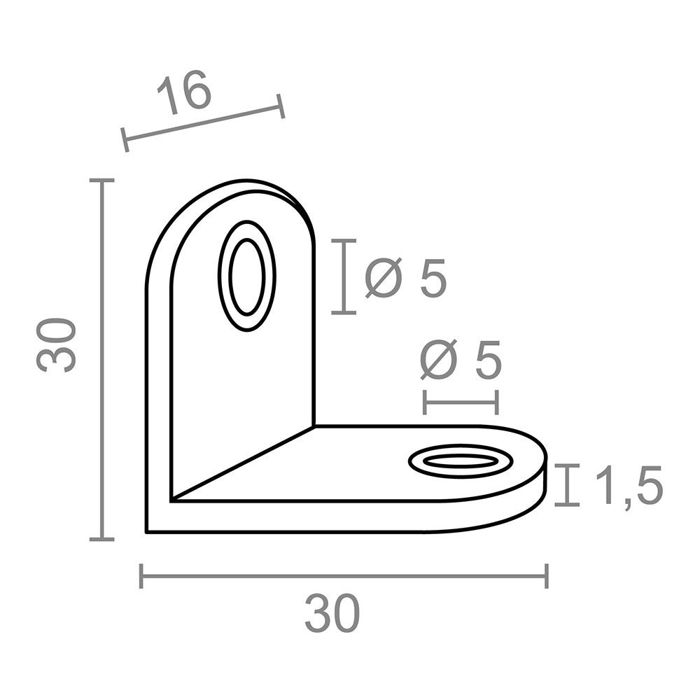 Ângulo de reforço AN24, aço inoxidável, 30 x 30 x 16 mm. 4 unidades - Image 5