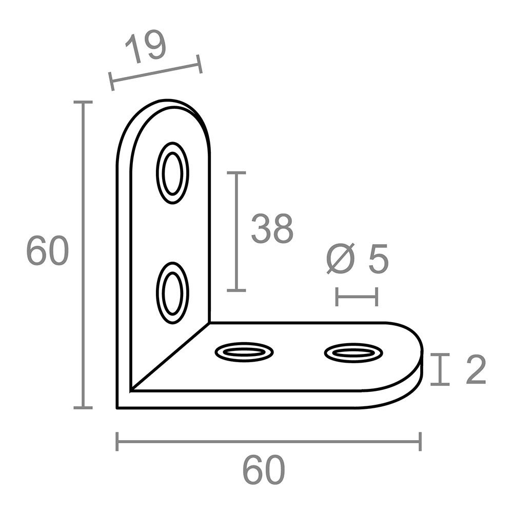 Ângulo de reforço AN24, aço inoxidável, 60 x 60 x 19 mm. 4 unidades - Image 6