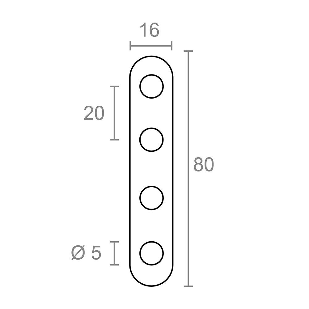 Placa reta para união PLC14, aço inoxidável, 80 x 16 x 2 mm. 4 unidades - Image 3