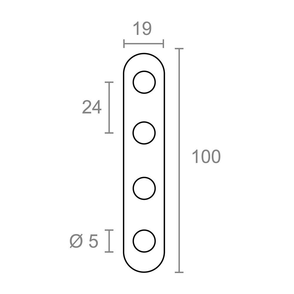 Placa reta para união PLC14, aço inoxidável, 100 x 19 x 2 mm. 4 unidades - Image 3