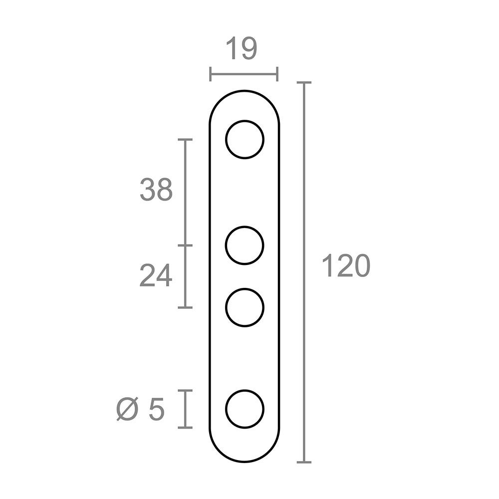 Placa reta para união PLC14, aço inoxidável, 120 x 19 x 2 mm. 4 unidades - Image 3