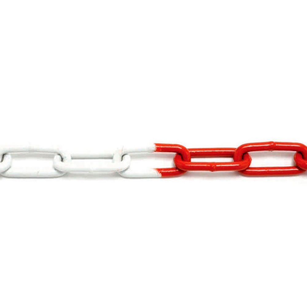 Corrente de ELO de aço bicolor vermelho/branco ø 6 mm DIN 763 caixa de 30 m