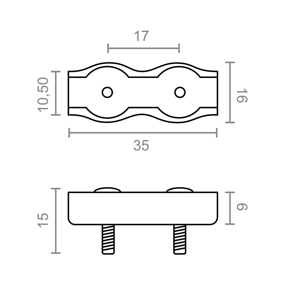 Cerra-cabos duplo plano SJT02 3 mm galvanizado, blíster 2 unidades - Image 2